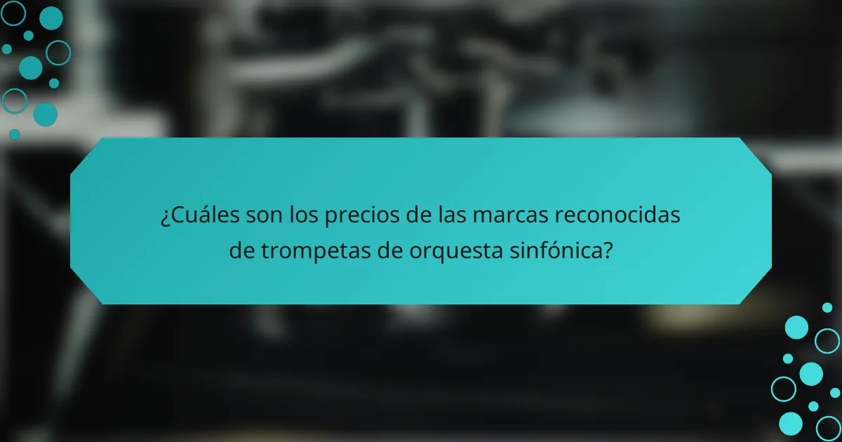 ¿Cuáles son los precios de las marcas reconocidas de trompetas de orquesta sinfónica?